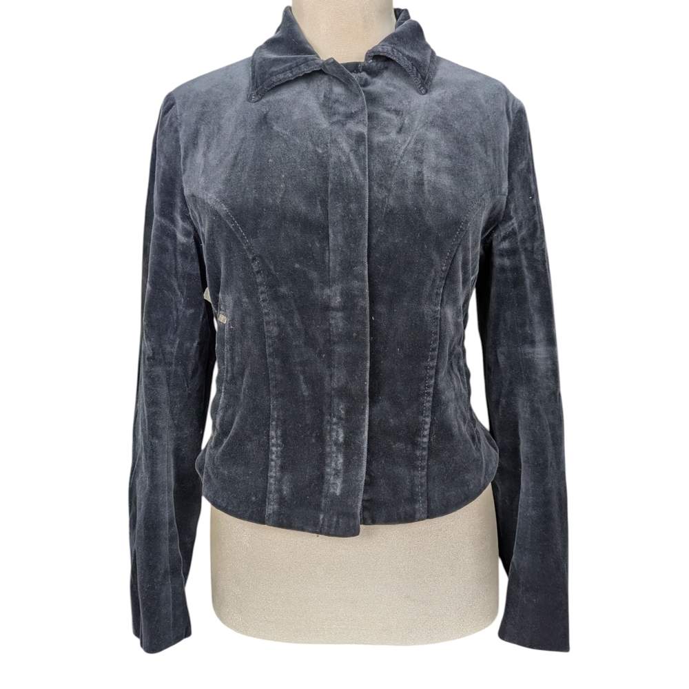 Vintage Velvet Whimsygoth  Women's Black Blazer With Eye Hook Closures